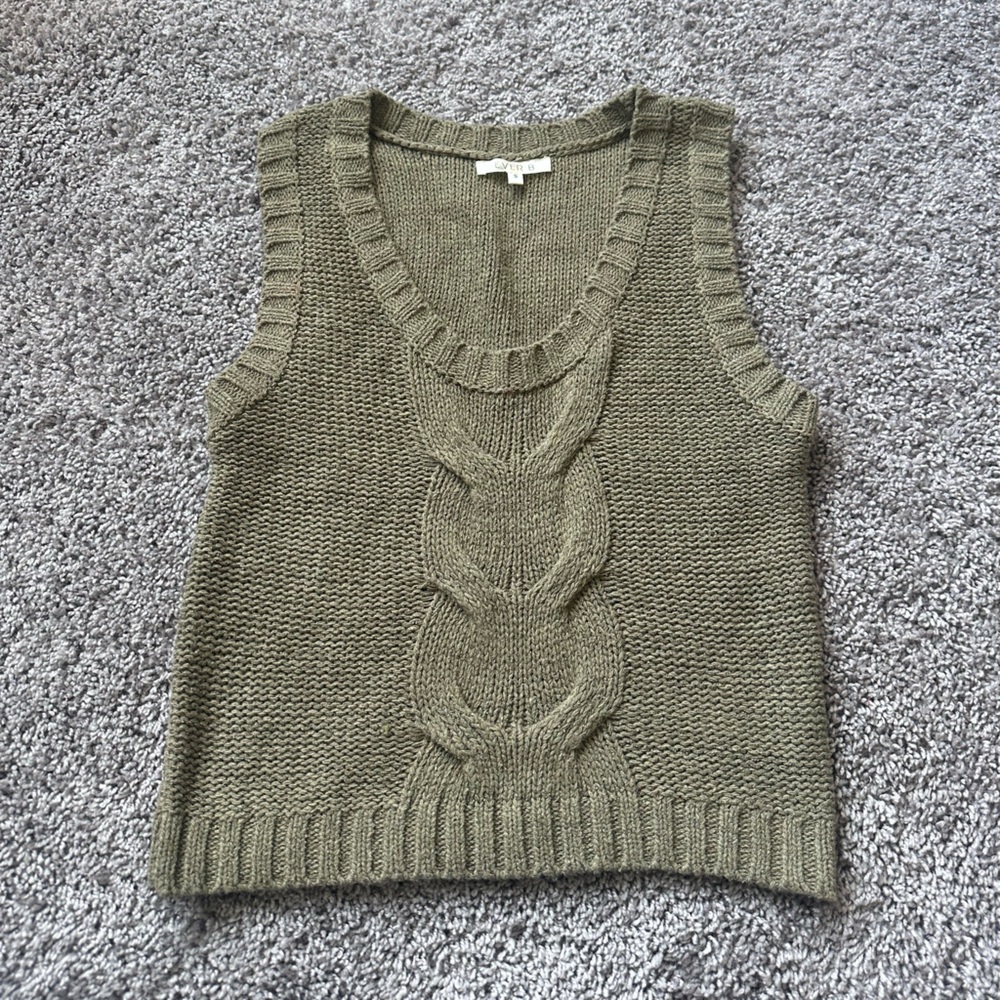 Olive Cable Knit Sweater Vest